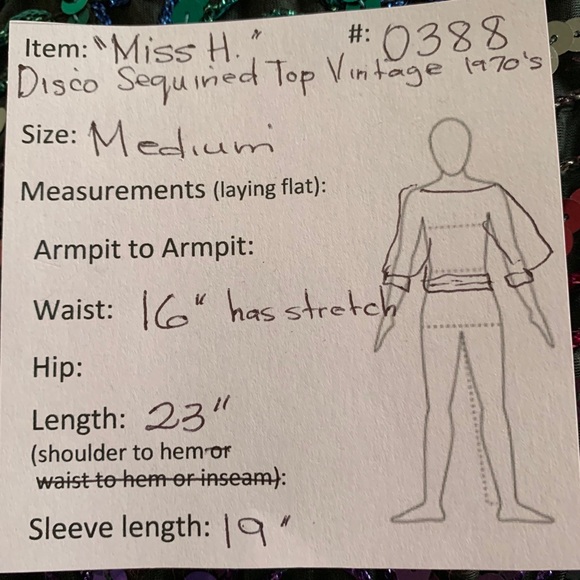 Multi-Colored Sequined Top on Black Chiffon Disco - Picture 8 of 8